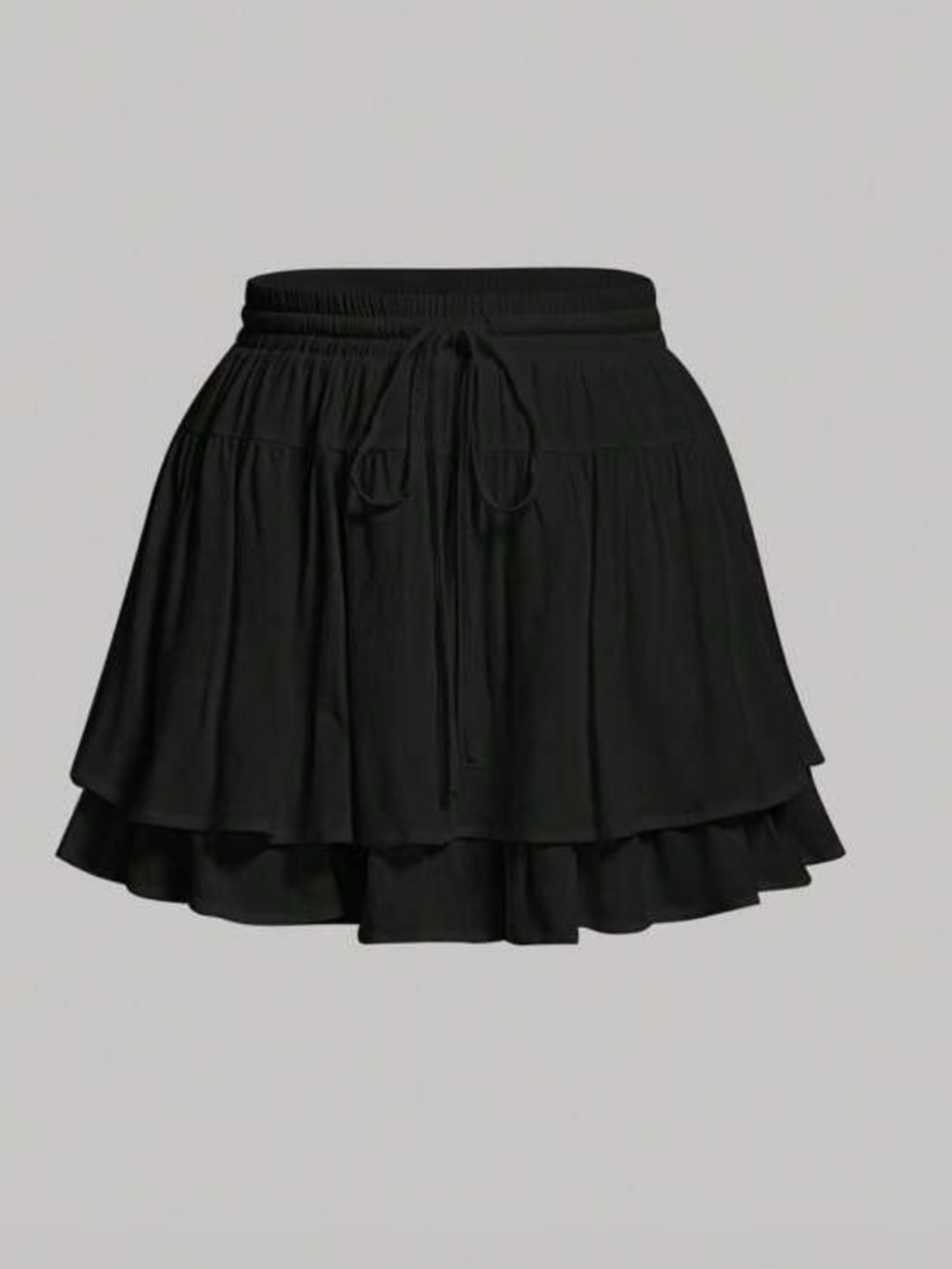 Black Tiered Drawstring Skirt
